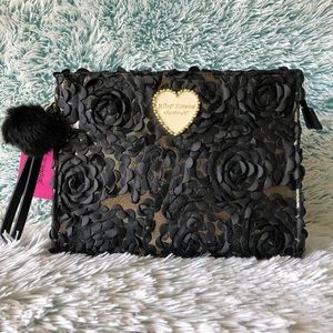 Betsey Johnson Gold & Black Rose Clutch